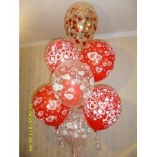 Кульки в сердечко гелій з конфетті